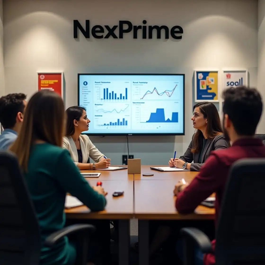 NexPrime Affordable Digital Marketing Agency"s team is doing monthly SEO report meeting with client.