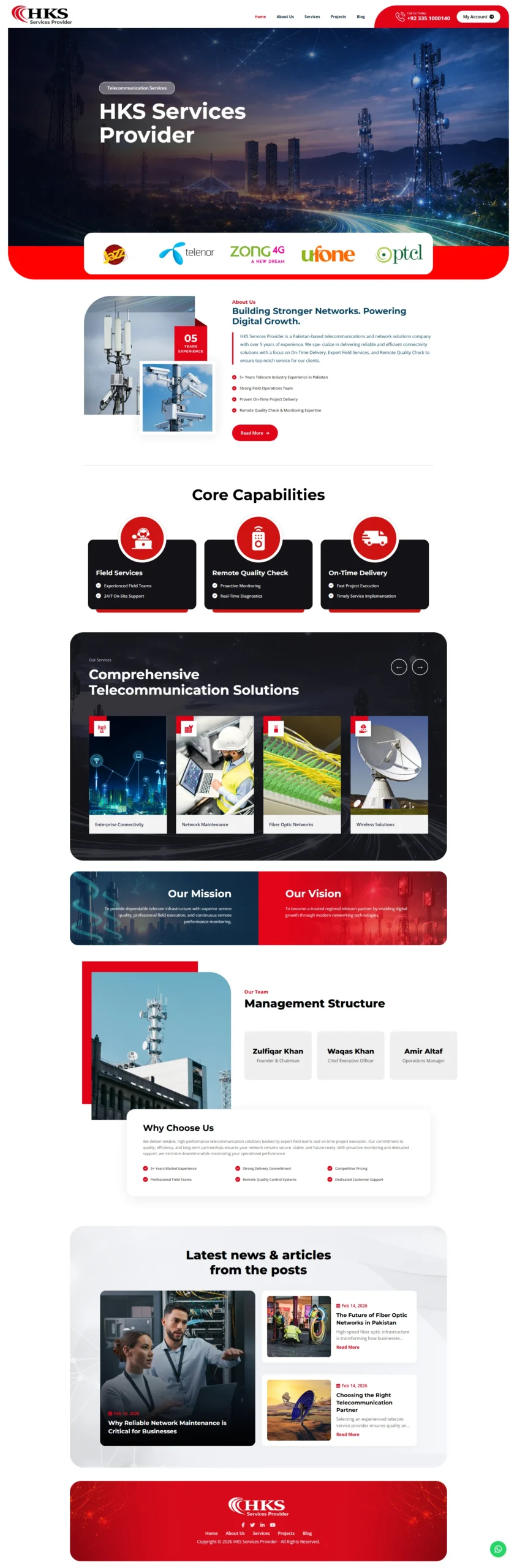 Telecom infrastructure company website built by Almirsa Marketing