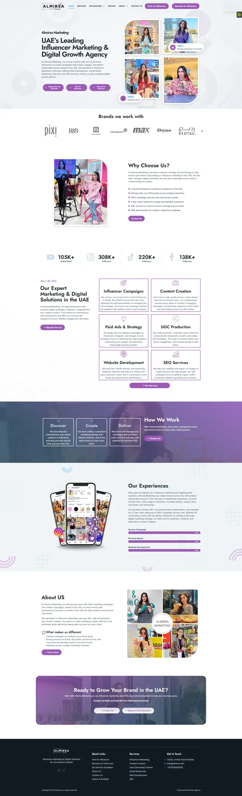 Web development Case Studies 6 Almirsa influencer personal brand website developed by NexPrime Agency