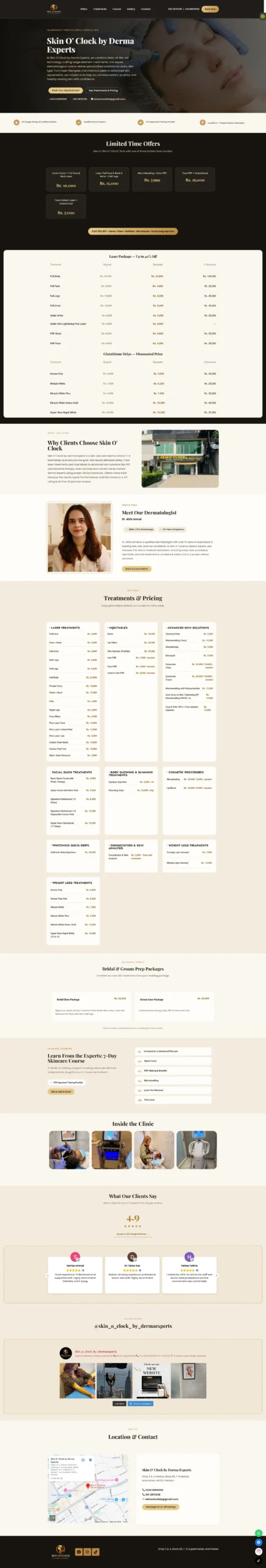 Web Development Services in Pakistan 2 skin o clock client website preview 1 scaled