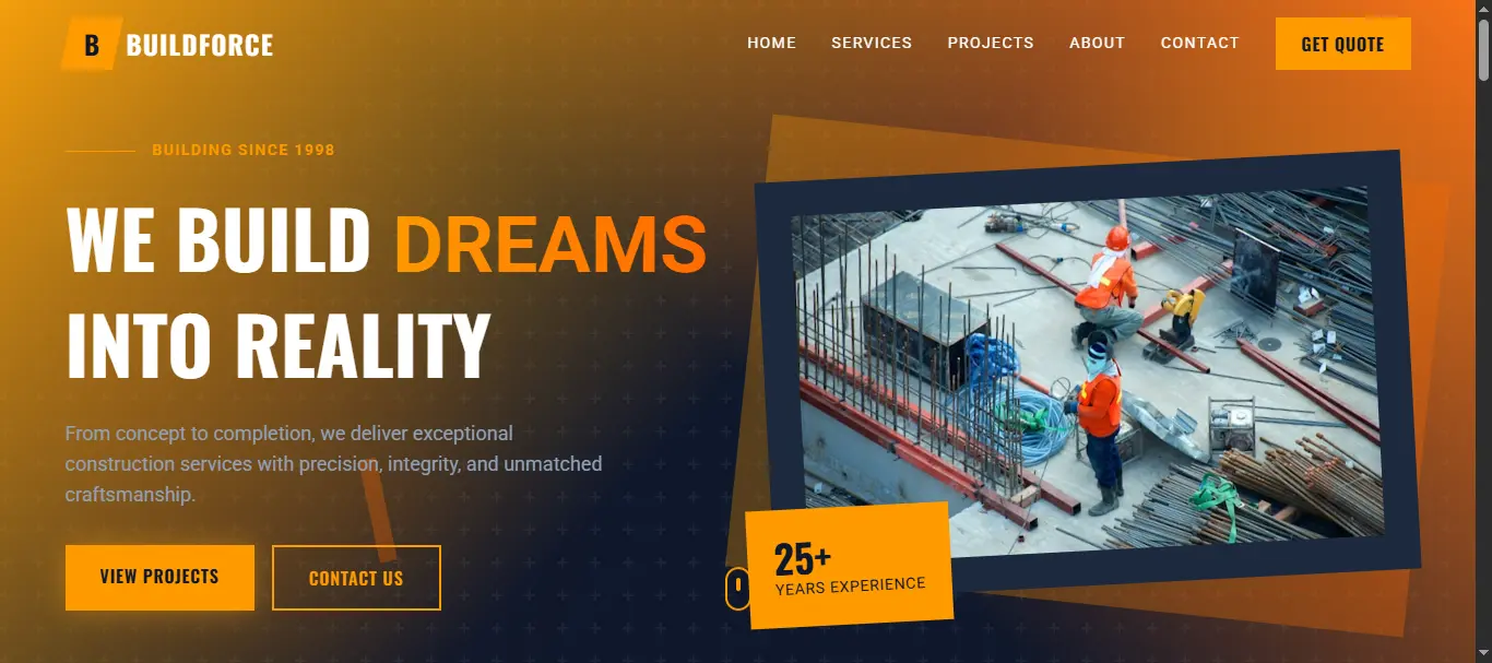 Graphic Design Services 5 BUILDFORCE construction company brand identity and website design by NexPrime Agency
