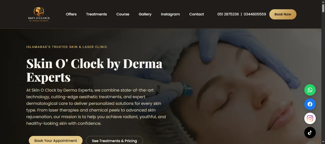Graphic Design Services 3 Skin O'Clock dermatology clinic brand identity and website design by NexPrime Agency